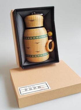 竹丝扣瓷茶具瓷胎竹编保温杯可携式水壶304不锈钢水杯特色手工茶