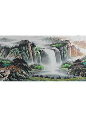 纯手绘国画手工画小六尺山水画外表无框卧室客厅书房背景挂画