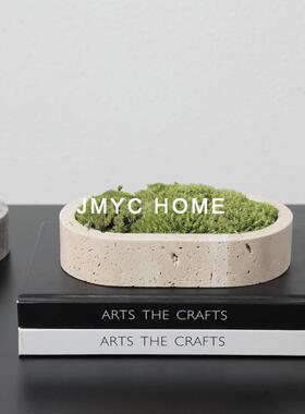 代极简大理石苔藓盆栽栽摆件客厅餐厅桌56981现花器盆样板间软装