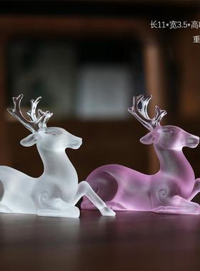 琉璃梅花鹿摆件一路相伴招财工艺品摆设客厅桌面装饰情侣送礼