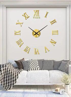 3D Acrylic Digital Wall Clock Roman Numerals Design Mirror W