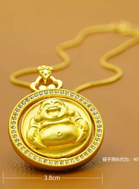 可转动时来转运佛公吊坠猫眼蛋面国风项链锁骨链小众配饰