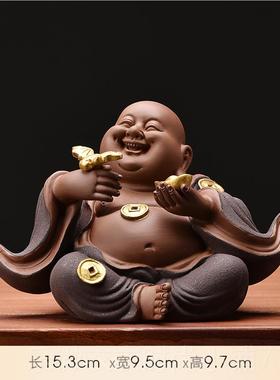 新款新中瓷式禅客意陶招财弥勒佛件厅玄关书桌佛像装饰茶室摆桌面