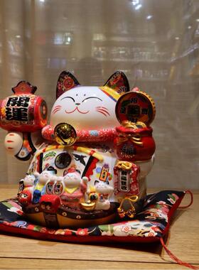 乐喵福缘猫大号14寸陶瓷招财摆件店开业招财猫日式家居礼品存钱罐