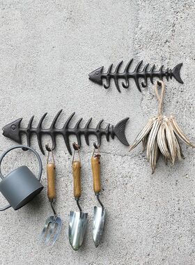 铸铁鱼骨造型挂钩墙钩花园庭院户外装饰个性杂货欧式乡村