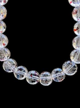 新品天然毒液红黑云母超七手链双色超七手串男女款珠链珠规格8mm