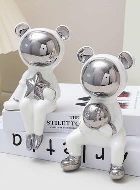 创意宇航太空熊轻奢摆件装饰品玄关客厅卡通陶瓷桌面电视柜礼品