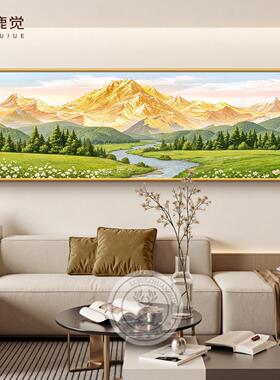 聚宝盆山水画客厅挂画现代简约背靠金山沙发背景墙装饰画风景壁画