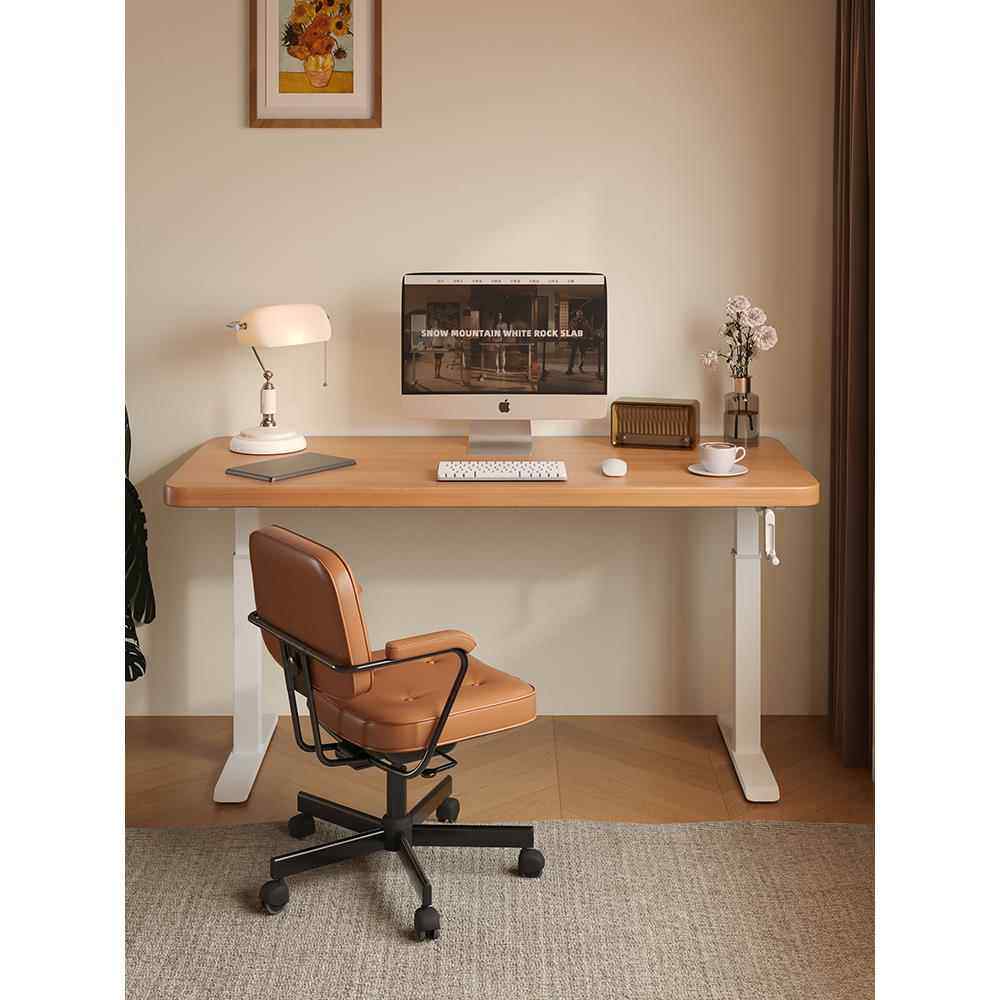 前置手动升降电脑桌台式实木加厚办公桌子书桌学生家用儿童学习桌,淘宝优惠券,粉丝福利购,淘宝优惠卷