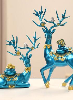 招财梅花福鹿摆件轻奢高档酒柜装饰客厅办公桌面家居乔迁新居礼品