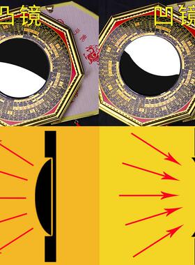 八卦镜凸镜家用大门口挂件窗户小凹面镜平面镜子中国结太极镜摆件