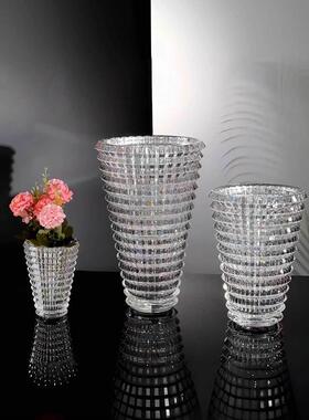原矿水晶花瓶璀璨摆件客饭厅装饰高档轻奢琉璃插花花器大号手工