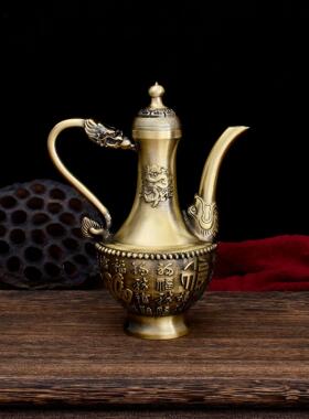 黄铜摆居摆百福酒壶办公室G651-654件茶壶百福龙凤酒件壶摆家件