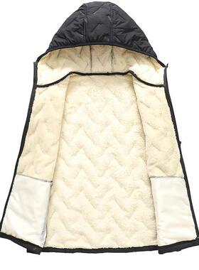 H 57200 Fleece Men's Vest Hooded Winter Warm 羊羔绒连帽马甲