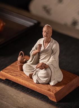 客厅电视柜摆件轻奢高档2025新款古代历史人物茶圣陆羽伯牙抚琴李