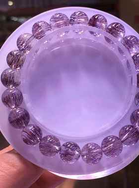 新品天然红超七手链金草莓晶紫红黑发晶手串男女款珠链珠规格9mm