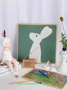 现代绿色花系儿童房卧ODJ飘室窗书桌面壁柜花桌面摆件组合瓶艺样