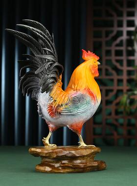 彩铜大吉大利公鸡摆件纯铜生肖鸡家居饰品客厅办公室桌面装饰品