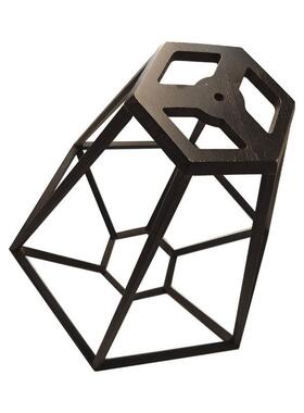 欧式灯座橡胶木灯饰摆件灯罩餐厅氛围灯座黑色不规则实木灯座