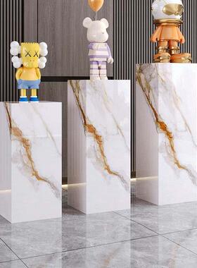 工艺品摆件台花架客展厅玄关酒店会所岩板装饰立柱大理石雕塑底座