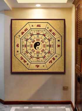八卦图挂画正方形易经周易先天五行装饰画道家太极阵中堂风水镇宅