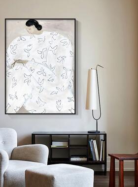 黑白抽象人物装饰画办公工作室背景墙画小众艺术客厅挂画大幅壁画