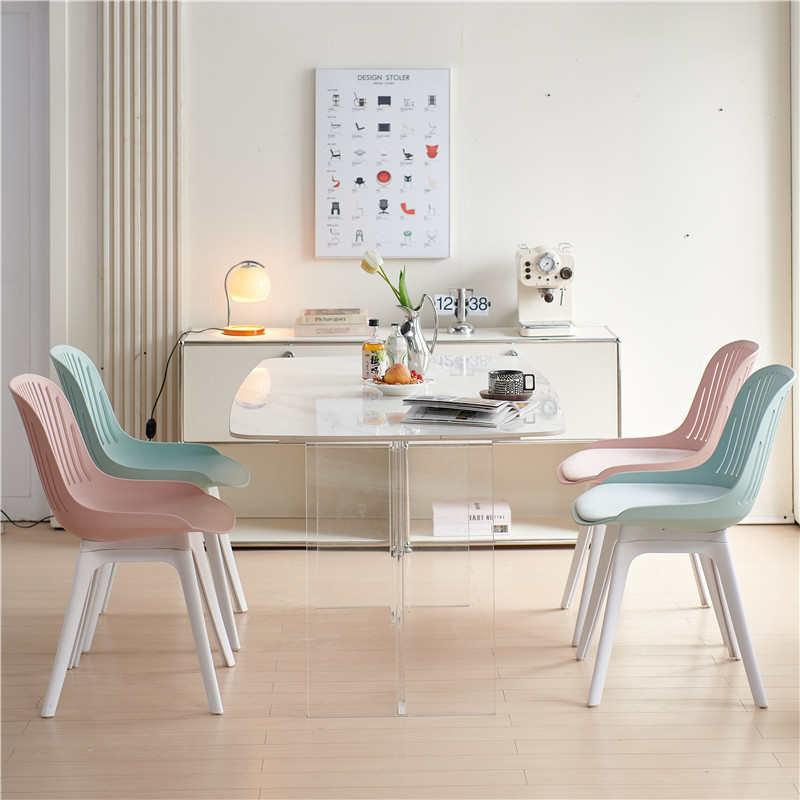 塑料椅子家用加厚办公靠背椅餐椅现代商用餐厅凳子北欧网红化妆椅 - 图2