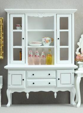 1:12娃娃屋dollhouse迷你家具模型木质微缩工艺品欧式复古柜子