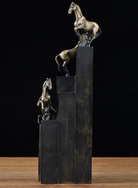 黄铜马摆件商务礼品步步高升登高马办公室桌面摆设送领导升迁礼物