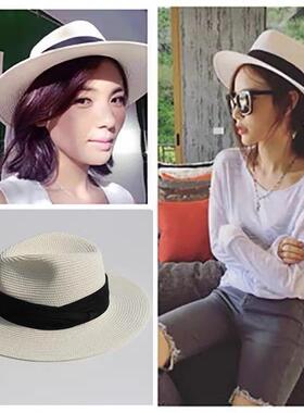 法国新款女夏刘涛同款百搭礼帽休闲遮阳爵士草帽出游度假沙滩帽子