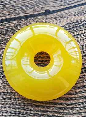 天然冰种黄玉髓玛瑙平安扣挂坠男女款怀古玉佩招财玉石项链子吊坠