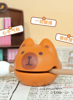 豚崽解压小木鱼摆件办公桌面敲打情绪控制神器卡皮巴拉木鱼礼物