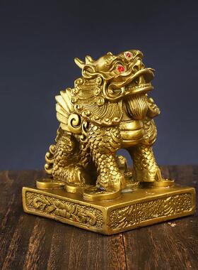 厂底家黄铜礼方底貔居87貅摆件方单双角铜皮休家店铺开业品