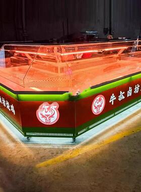 蒸馏式转角熟食柜鸭脖柜拐角U型L型冷藏卤菜商用七字形保鲜展示柜