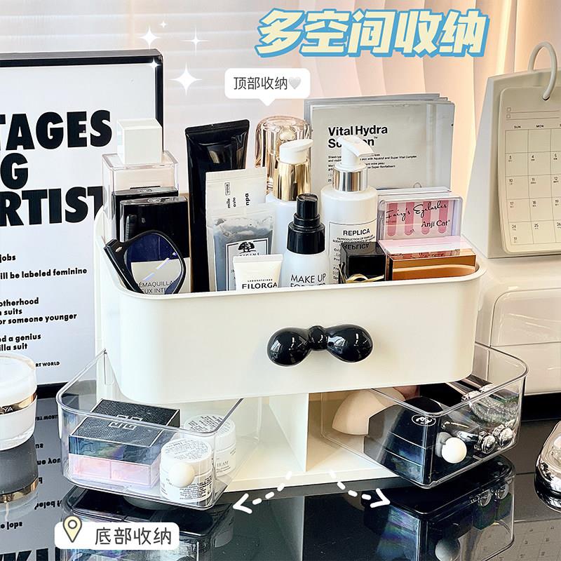 Wall-mounted storage box without punching holes, wall storage rack, cosmetics and skin care product storage shelf, dressing table, desktop makeup