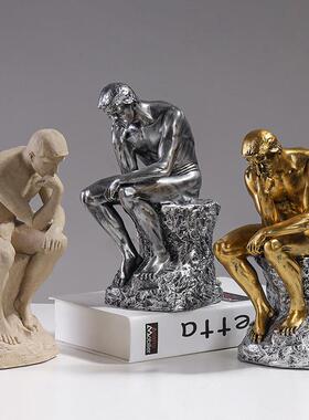 欧式人物雕塑沉思者摆件创意思考想者软装装饰品书橱酒柜摆饰