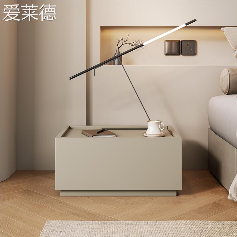 全实木简约现代 床 头 柜 卧室家用高级轻奢感床边收纳积木储物 柜 整装 床笠 - 图1