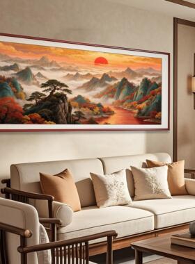 鸿运当头千里江山图客厅沙发背景墙装饰画山水挂画办公室靠山图
