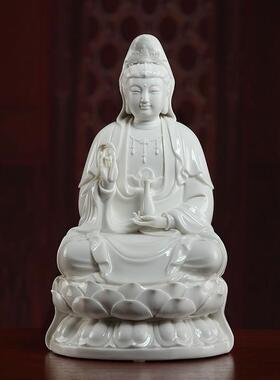 戴玉堂西方三圣佛像供奉家用观音大势至菩萨阿弥陀佛陶瓷像摆件