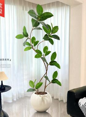 彷真绿色植物孟加拉榕客厅大型盆栽室内轻奢装饰彷生植物落地摆件