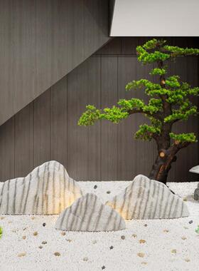 雪浪石切山片合梯间假石日式枯山tb-64544水造景摆件角楼落组景观