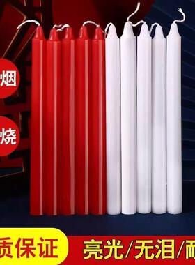 红白蜡烛家用停电应急防灾照明蜡烛日用烛光室内无烟无味长杆腊花