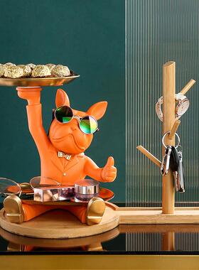 树脂法斗犬摆件钥轻玄关奢匙收纳装饰潮品摆设539创意玩乔迁新居