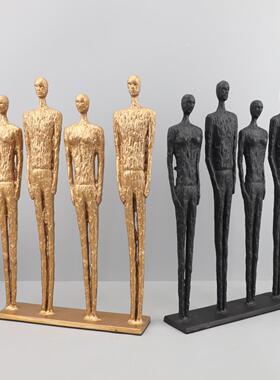 卧欧式创意简约铸铁四人0448组雕塑摆件家室餐厅办室客厅书房居摆