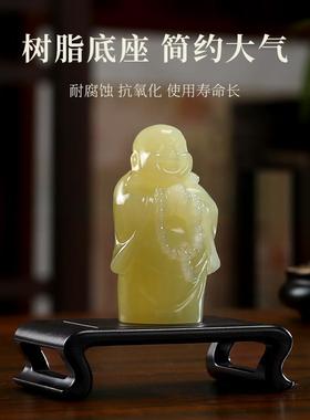 正品青玉石弥佛像件招财笑佛新中禅意客厅玄关博式古架办公摆室装