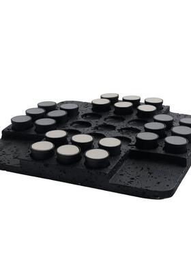 创意北欧简约棕红胭脂摆件皮革棋子棋盘茶室书房桌面家居装饰品