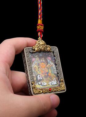 新款纯铜花丝卡盒财宝天卡王吊坠嘎乌GQU唐饕盒手绘卡餮十相自在
