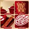 Wedding red lipstick tea serving bowls, cups and chopsticks set