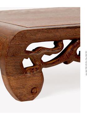 鸡翅木红木雕刻工艺品摆饰底座托架 长方形石头花盆佛像实木底座