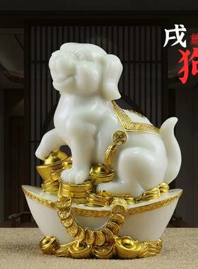 汉白玉十二生肖摆件鼠牛虎兔龙蛇马羊猴鸡狗猪全套属相风水工艺品